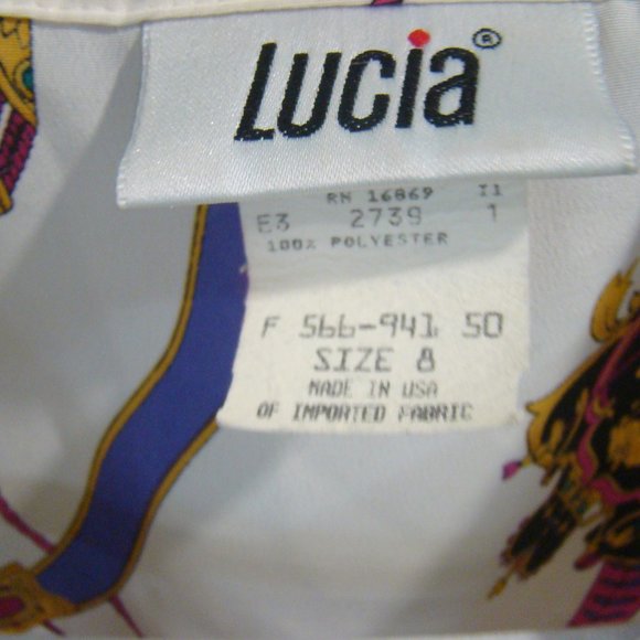 Lucia Collared Button Down Ribbons Purple White Long Sleeve Blouse Size 8 - Picture 5 of 8